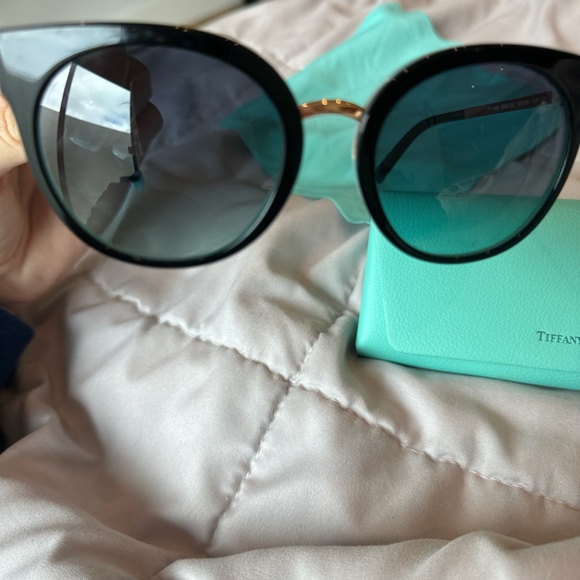 Tiffany & Co. Black Sunglasses with Gold Detail - Picture 3 of 5